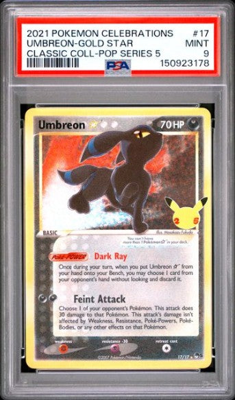 UMBREON-GOLD STAR #17 celebration 25 PSA 9