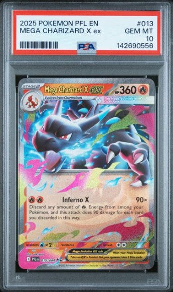 2025 POKEMON PFL EN-PHANTASMAL FLAMES #013 MEGA CHARIZARD X ex PSA 10