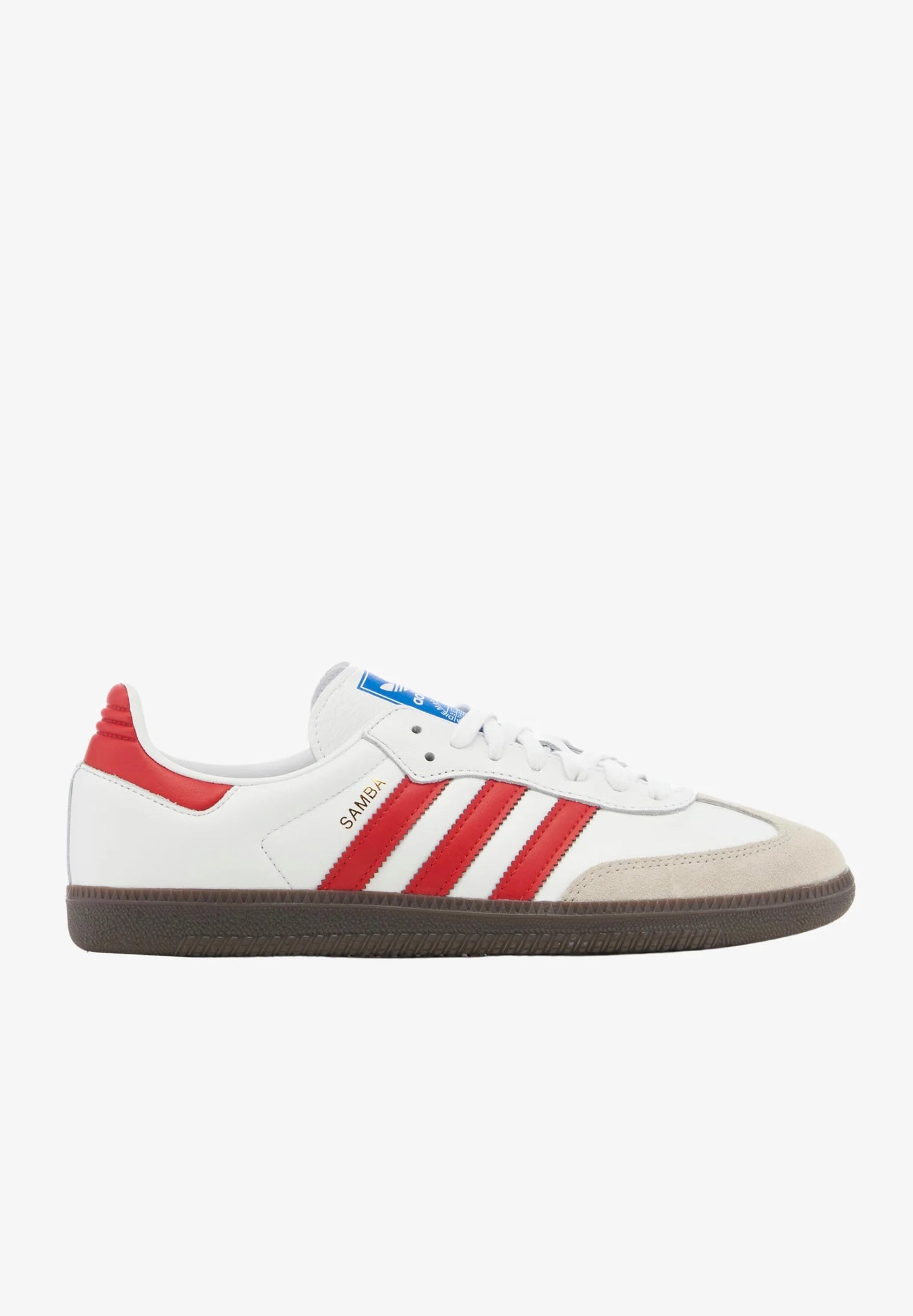 Adidas Samba OG White better scarlet 
Shop dit næste par Adidas Samba her hos os. Samba er den perfekte kvalitets sko, med sin yderst gode komfort er det den perfekte sneaker til alle. Køb dem lige her
side view