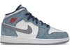 Air Jordan 1 Mid French Blue Fire Red gs