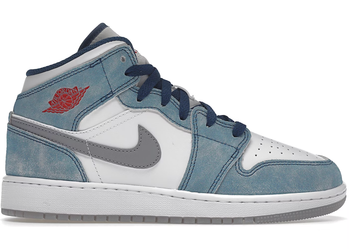 Air Jordan 1 Mid French Blue Fire Red gs