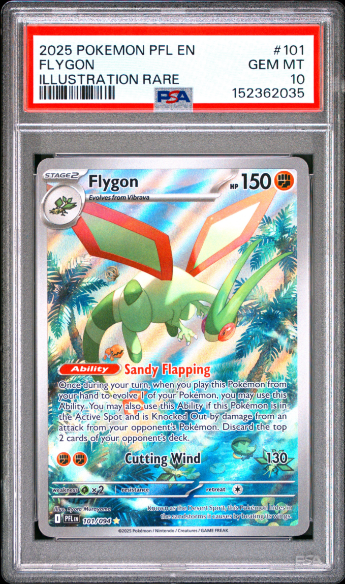 2025 POKEMON PFL EN-PHANTASMAL FLAMES #101 FLYGON ILLUSTRATION RARE PSA 10