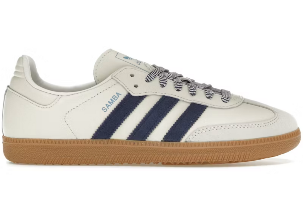Samba Og Off White Dark Blue
En meget eksklusiv sneaker fra adidas, Denne sneaker er det ultimative valg til en hver sneaker elsker. Få adidas samba og off white dark blue idag. 
Set fra siden