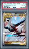 2019 POKEMON SUN & MOON TEAM UP #113 LATIAS & LATIOS GX TEAM UP PSA 8