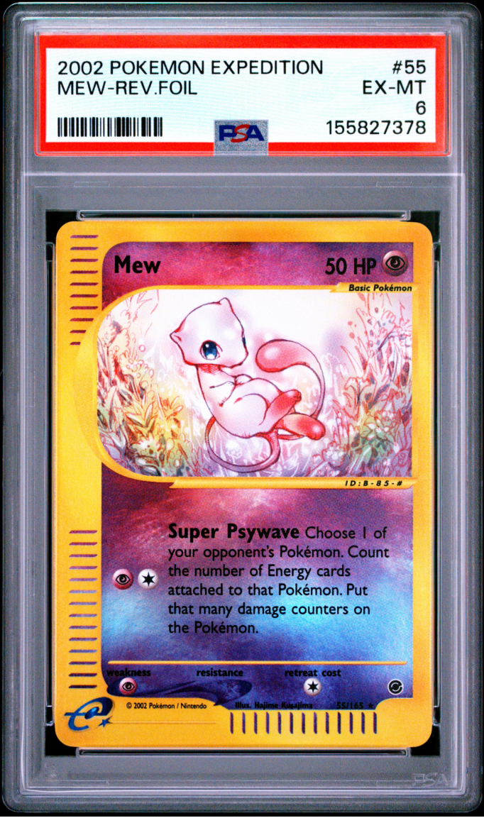 2002 POKEMON EXPEDITION #55 MEW-REV.FOIL PSA 6