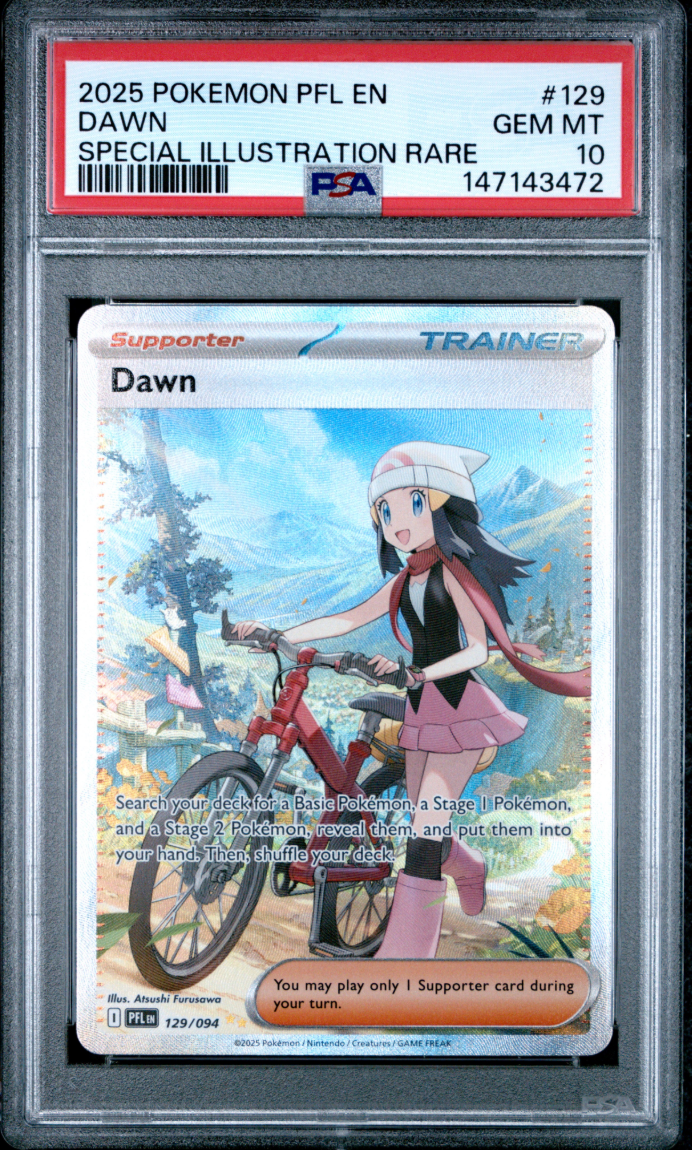 2025 POKEMON PFL EN-PHANTASMAL FLAMES #129 DAWN SPECIAL ILLUSTRATION RARE PSA 10