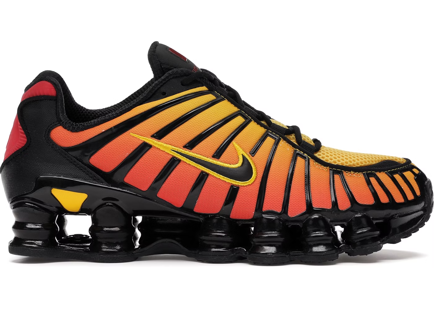 Nike Shox TL Sunrise med fuld længde Shox-støddæmpning og solskinsinspireret farvedesign.
